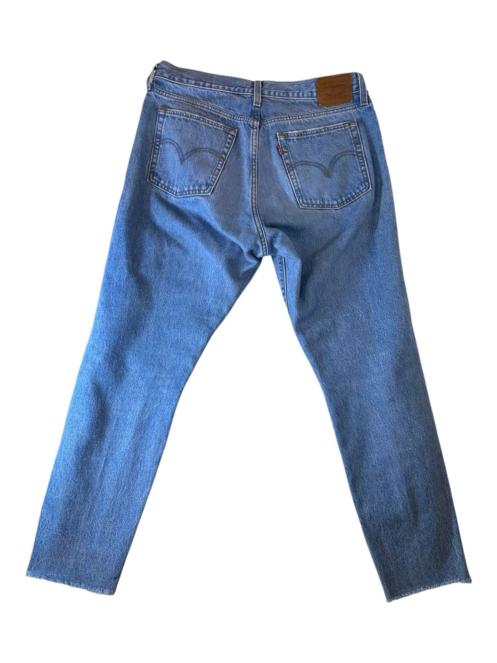 Levi's Wedgie Icon Fit Jeans Wash High Rise Tapered Raw Hem Cotton Size 31 - Picture 2 of 12